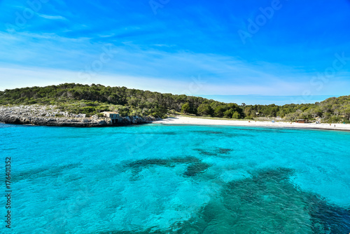 Beautiful Beach of Cala S'Amarador at Mondrago - Natural Park on Majorca Spain, Balearic Islands, Mediterranean Sea, Europe