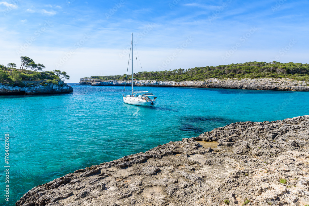 Beautiful Beach of Cala S'Amarador at Mondrago - Natural Park on Majorca Spain, Balearic Islands, Mediterranean Sea, Europe Beautiful Beach of Cala S'Amarador at Mondrago - Natural Park on Majorca Spain, Balearic Islands, Mediterranean Sea, Europe
