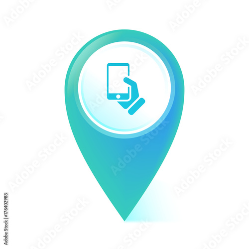 Map Pointer blau - Smartphone - Hand