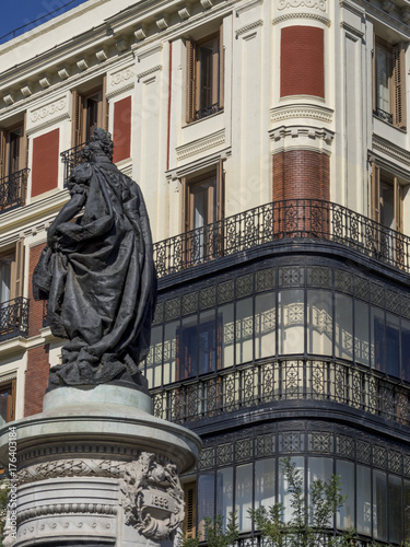 Maria Cristina de Borbón Statue created by Mariano Benlliure y Gil. Pedro IV street, Madrid, Spain photo