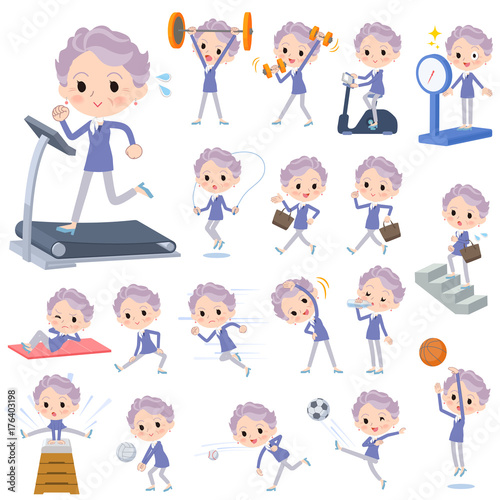 blue one piece old women_Sports   exercise