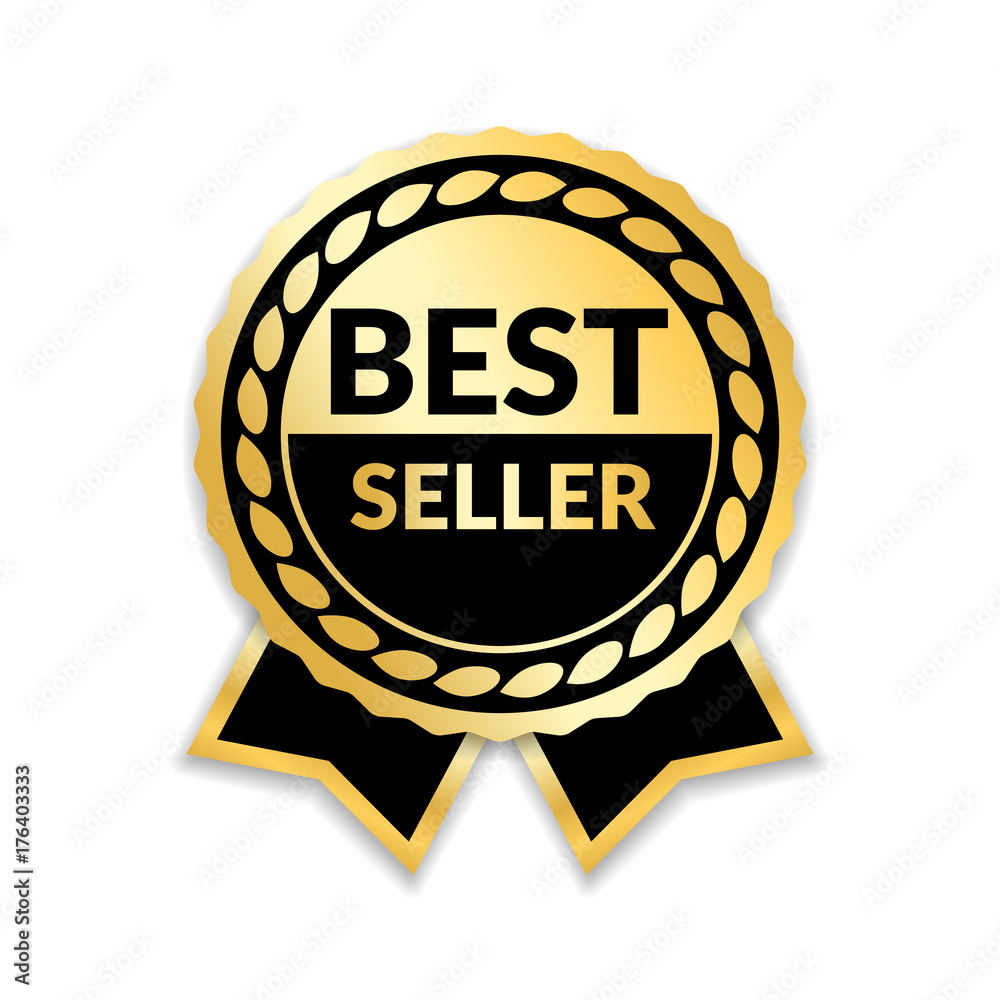 best seller badge logo icon vector, golden color best seller label, icon,  stamp, ribbon design illustration with golden color 21564662 Vector Art at  Vecteezy