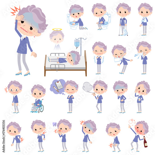 blue one piece old women_sickness
