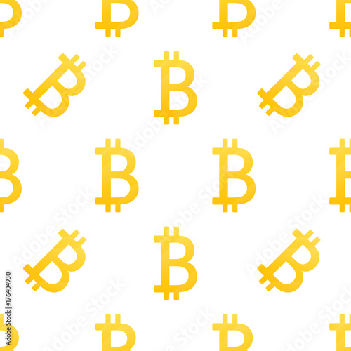 Bitcoin Vector is an isolated simple seamless pattern. Bitkoins icon symbol on a white background. Web business wallpapers for your projects photo