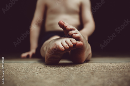 Child's Dirty Bare Feet