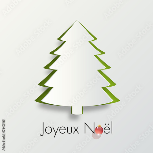 carte de vœux - noël - joyeux noël - sapin de noël - boule de noël - origami - sapin - design