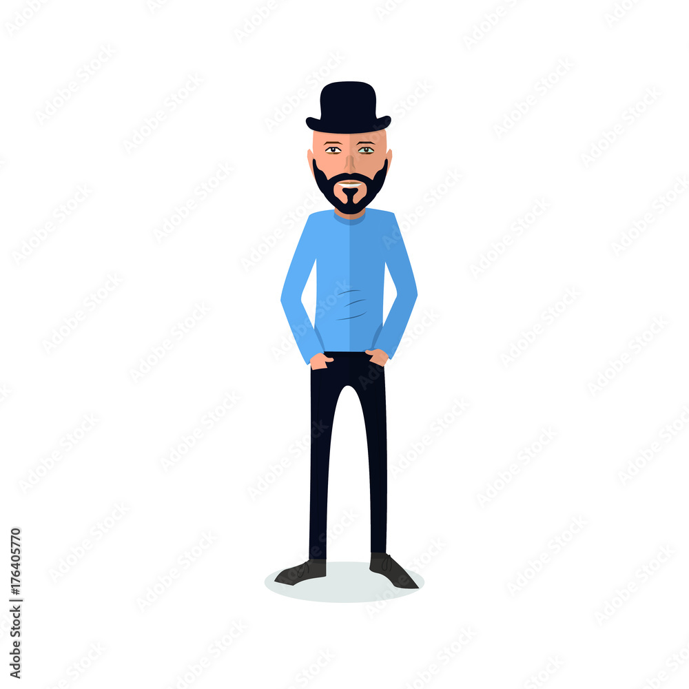 funny and cool cartoon guy in casual clothes, gesturing. Vector illustration