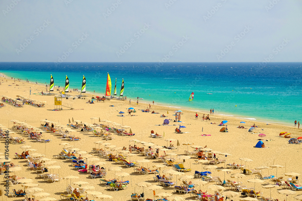 Beach Playa del Matorral on the Canary Island Fuerteventura, Spain.