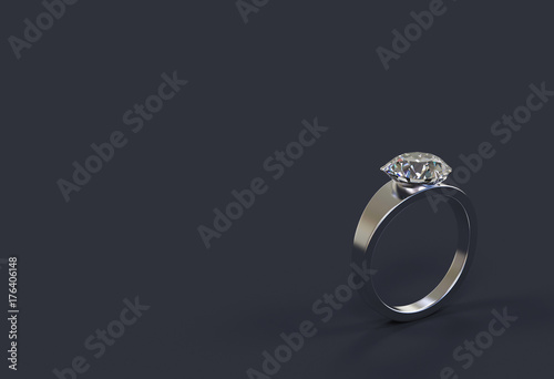 3d rendering. luxury diamond ring on dark purple background