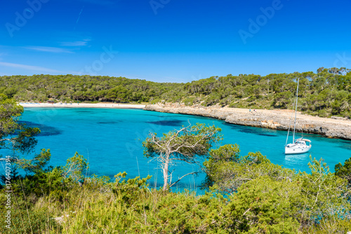 Beautiful Beach of Cala S'Amarador at Mondrago - Natural Park on Majorca Spain, Balearic Islands, Mediterranean Sea, Europe photo