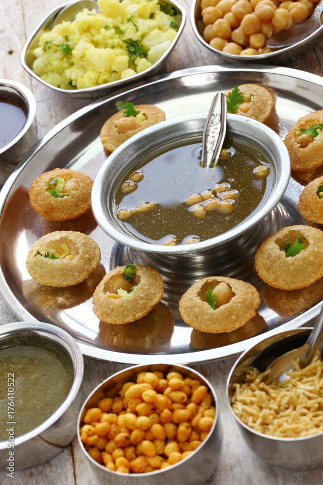 homemade pani puri, golgappa, indian snack homemade pani puri, golgappa, indian snack