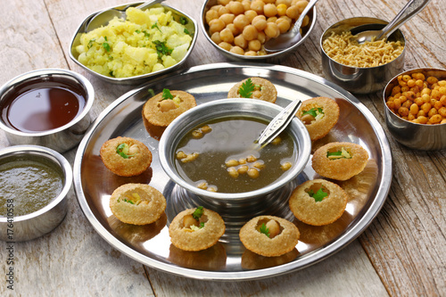 homemade pani puri, golgappa, indian snack photo