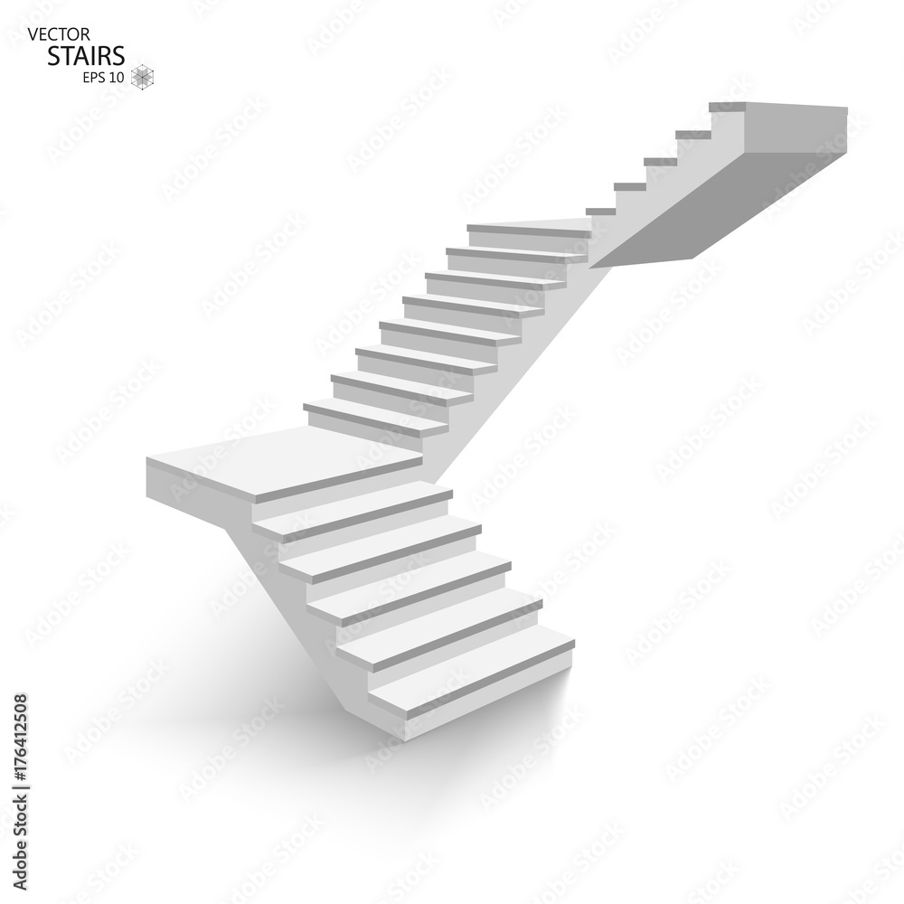 White staircase, 3d staircase. Isolated on white background. EPS10
