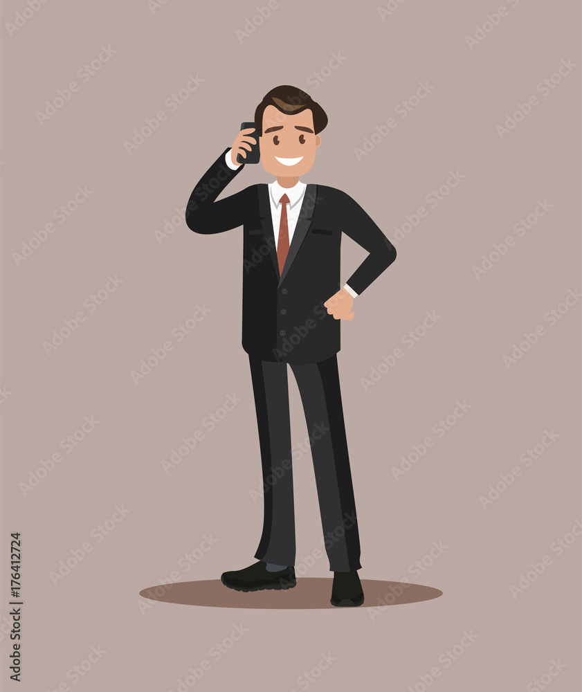 Businessman talking on the phone. Flat design. Businessman talking on the phone. Flat design.