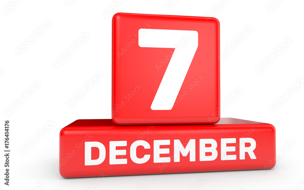 December 7. Calendar on white background. December 7. Calendar on white background.