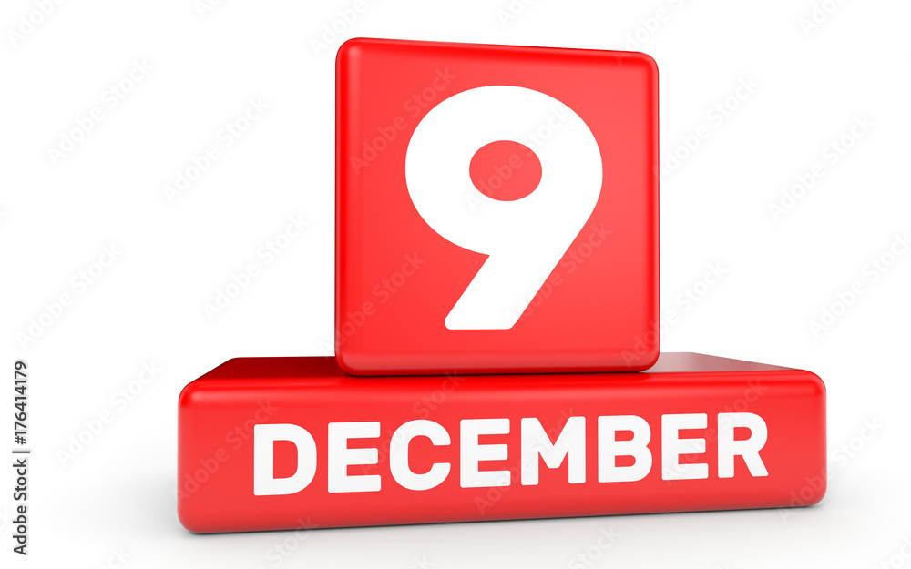 December 9. Calendar on white background. December 9. Calendar on white background.
