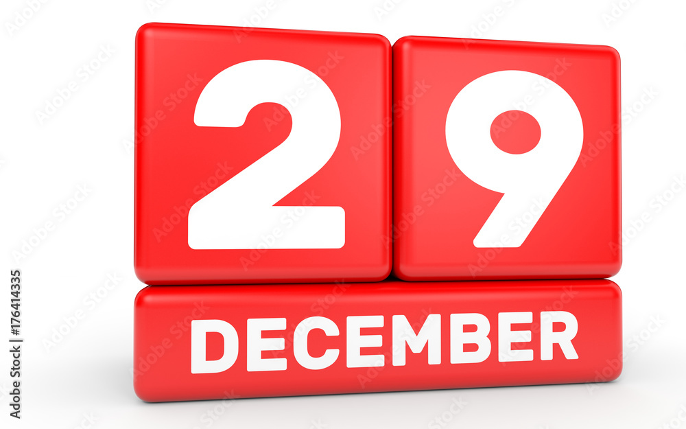 December 29. Calendar on white background. December 29. Calendar on white background.