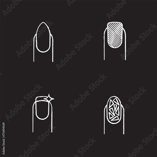 Manicure chalk icons set