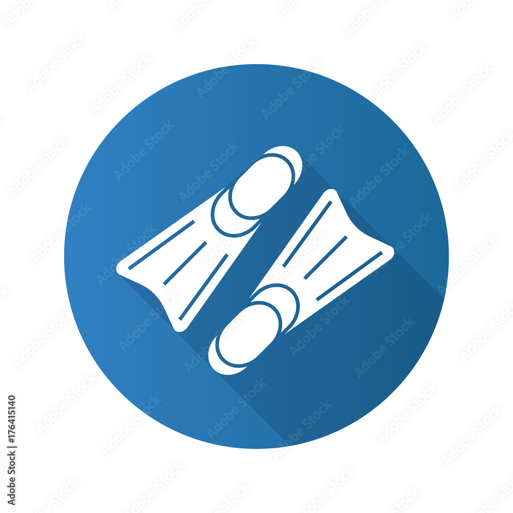 Flippers flat design long shadow glyph icon Flippers flat design long shadow glyph icon