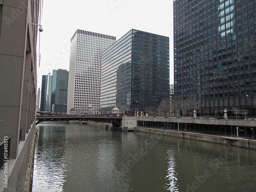 buildings and bridges in gray early winter day 