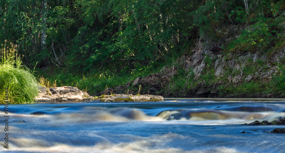 Rocky river Bank with mixed forest. Rocky river Bank with mixed forest.