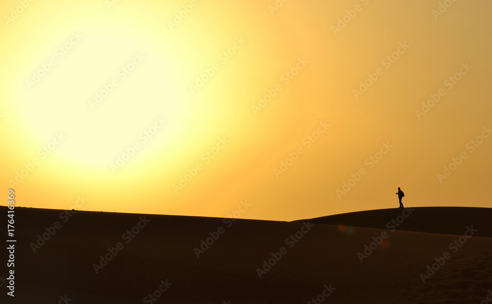 Man shadow at Sahara desert - Morocco