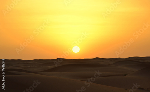 Sunset in Sahara desert - Morocco