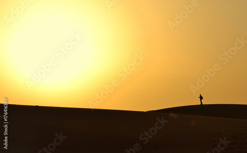 Man shadow at Sahara desert - Morocco
