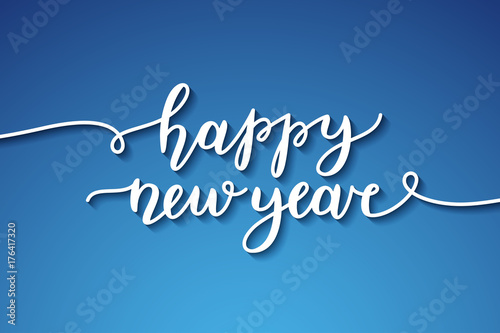 happy new year, greeting card with lettering