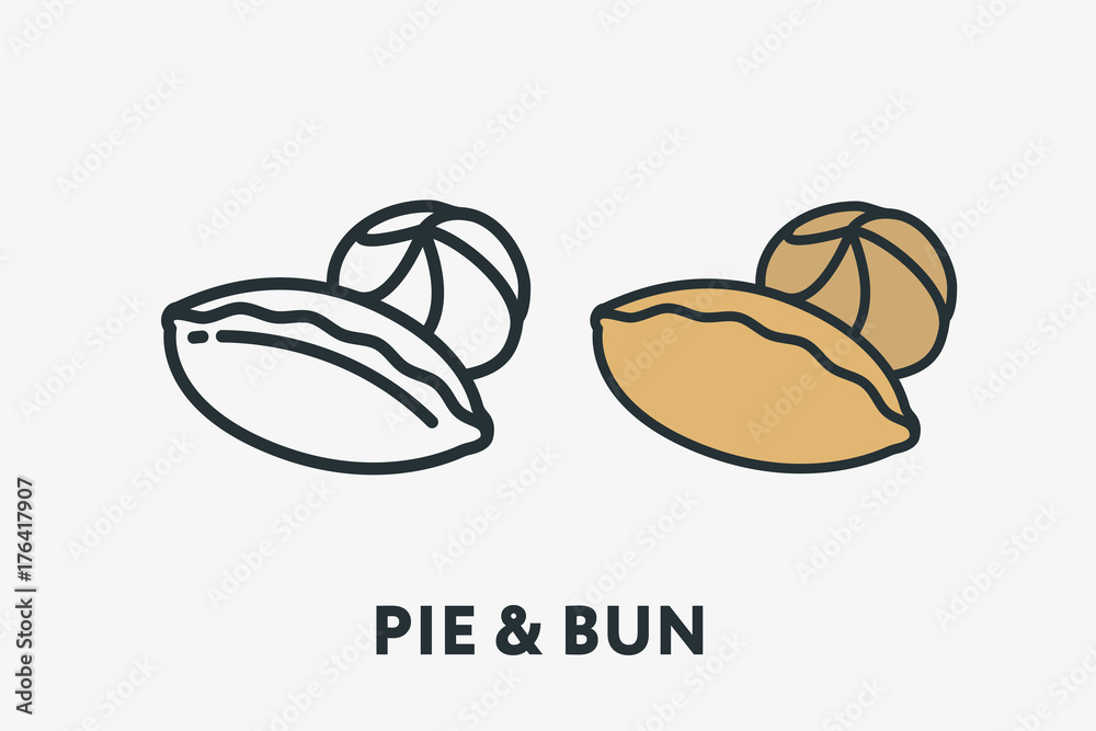 Pie Bun Bakery Bread Minimal Flat Line Outline Colorful and Stroke Icon Pictogram Pie Bun Bakery Bread Minimal Flat Line Outline Colorful and Stroke Icon Pictogram