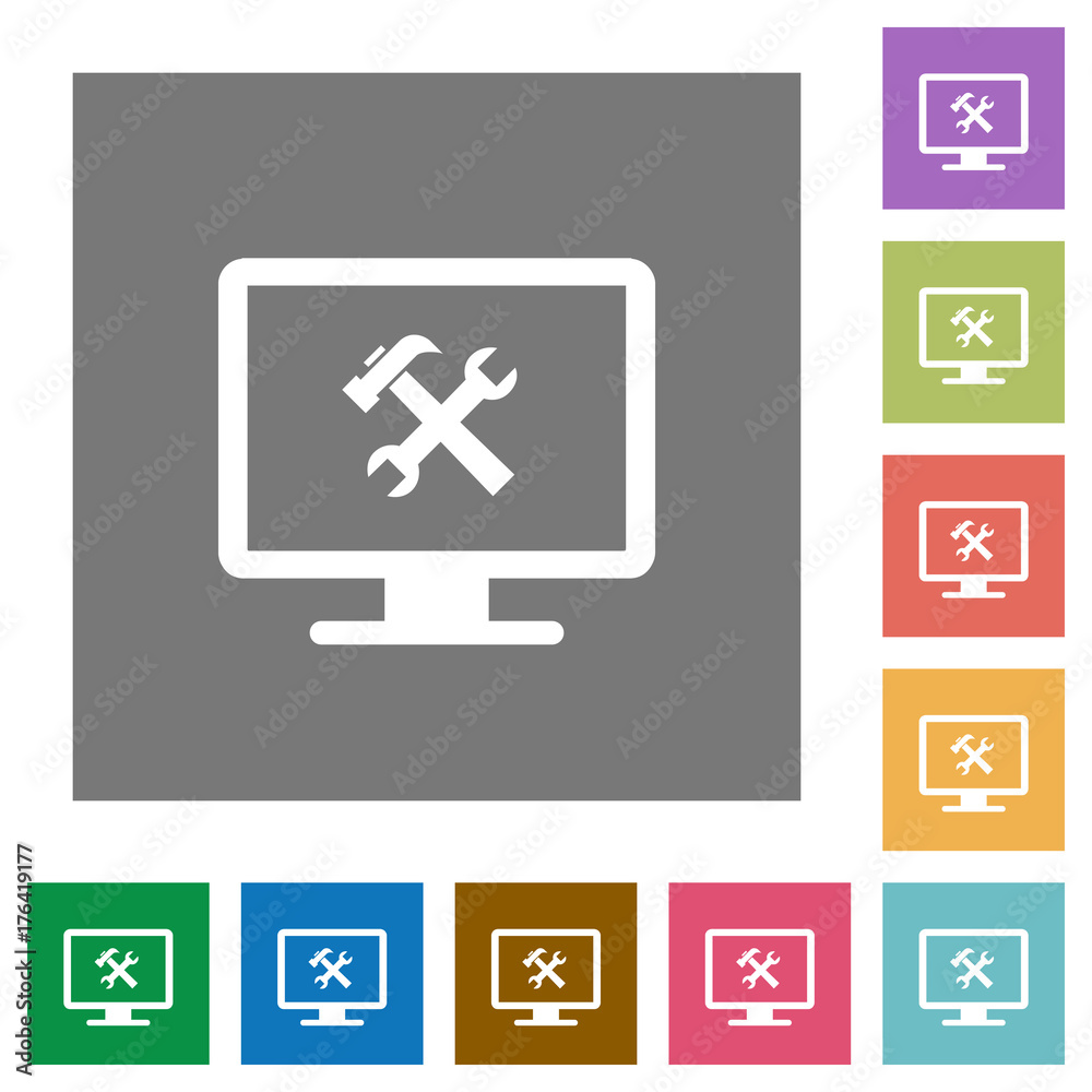 Desktop tools square flat icons