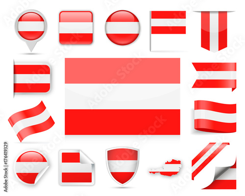 Austria Flag Vector Set