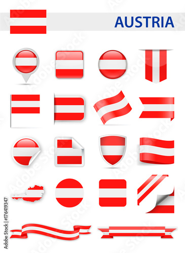 Austria Flag Vector Set
