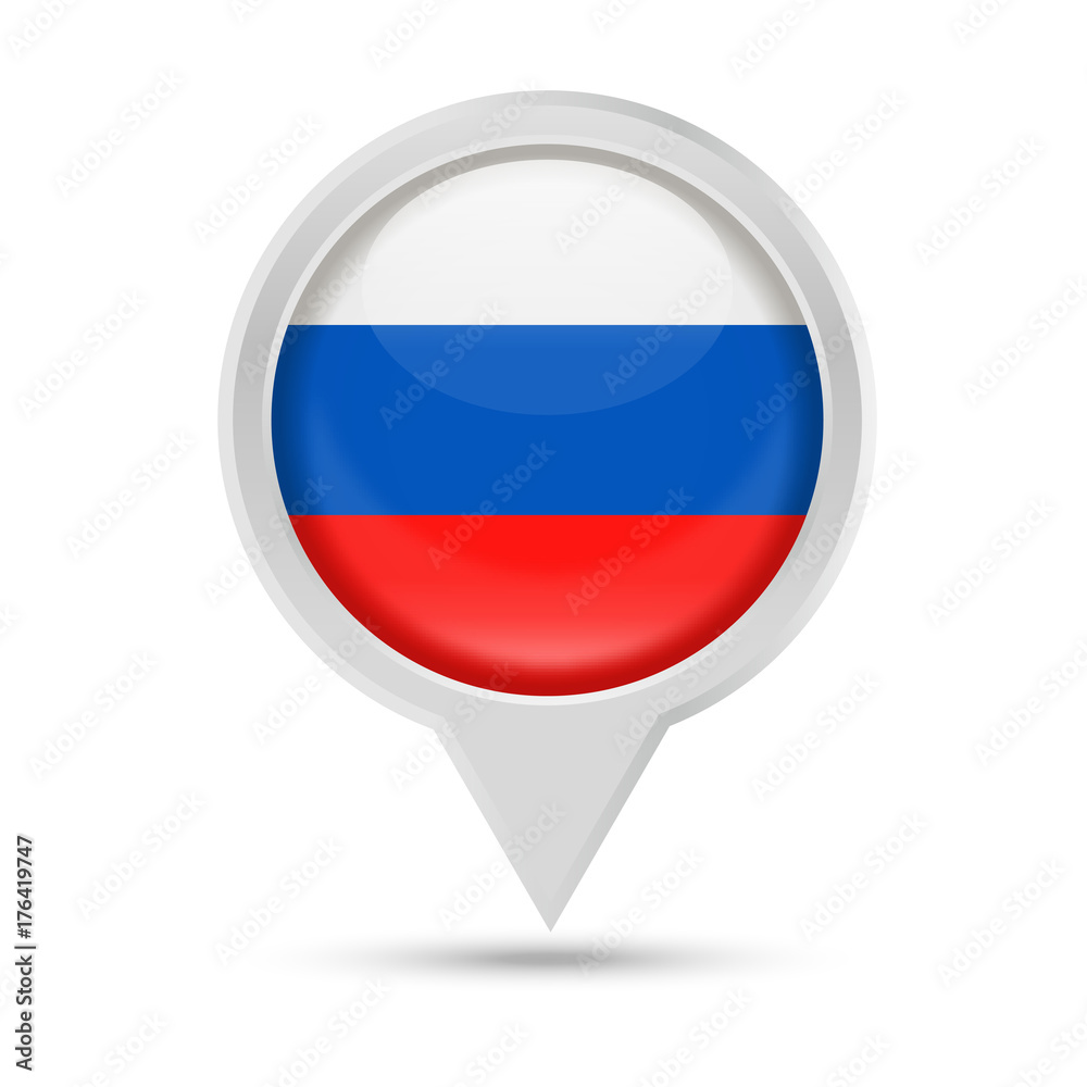 Russia Flag Round Pin Vector Icon Russia Flag Round Pin Vector Icon