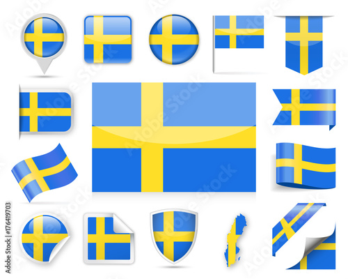 Sweden Flag Vector Set