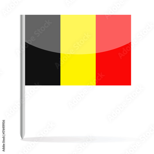 Belgium Flag Pin Vector Icon