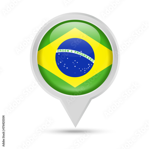 Free Download Brazil Flag Round Pin Vector Icon - GFXLoad
