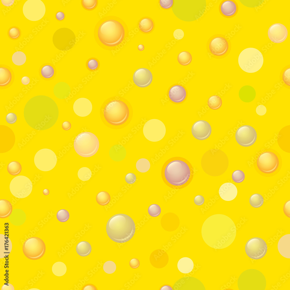 Seamless pattern. Bubbles and circles on a yellow background. Children's wallpaper. Kids background.