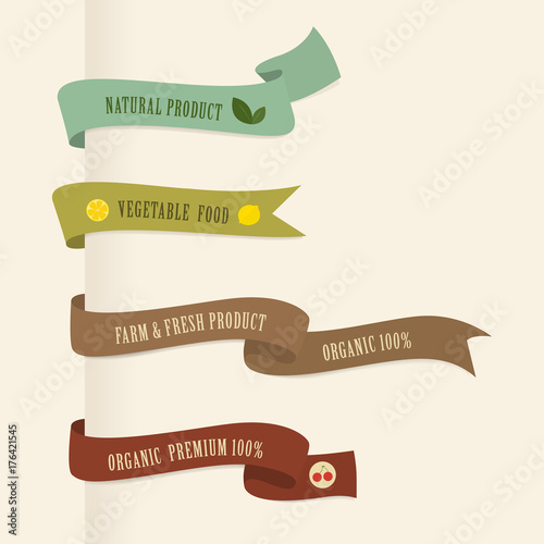 farm fresh natural ribbon banner design. vintage badges guaranteed.