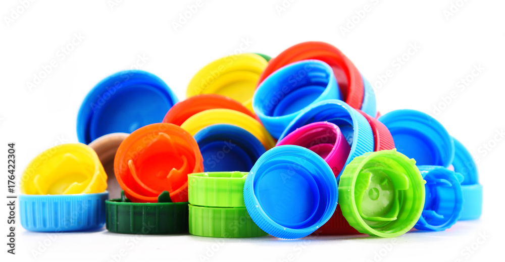 Plastic bottle caps isolated on white background Plastic bottle caps isolated on white background
