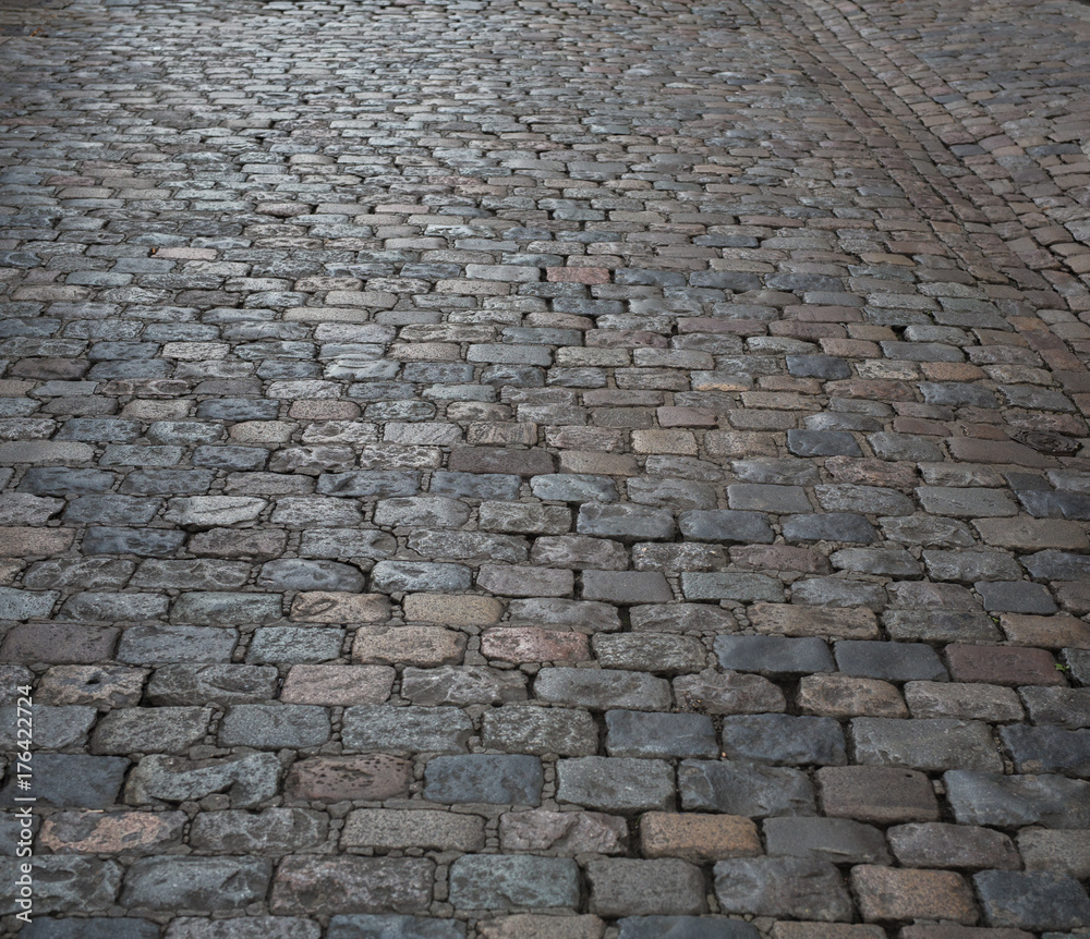 Paved road in small street of Lyon
