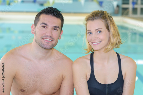happy couple in swimming pool © auremar