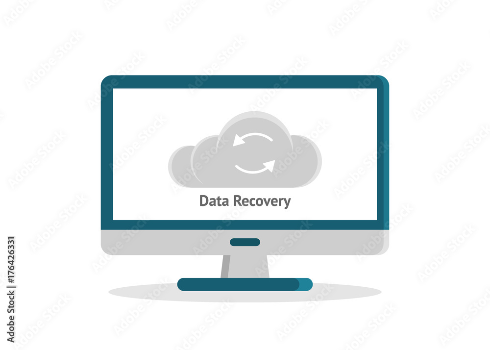 Data recovery, data backup, restoration and security flat design vector with icons Data recovery, data backup, restoration and security flat design vector with icons