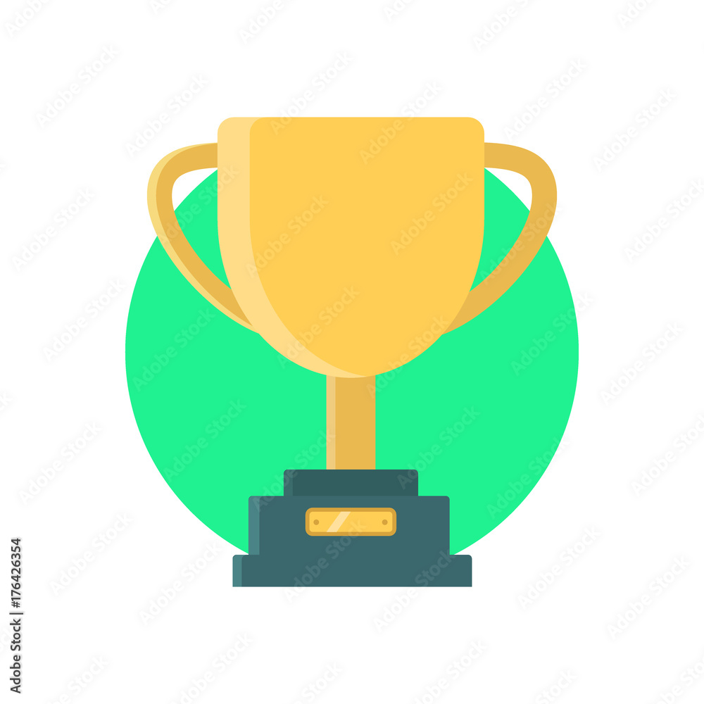 Trophy Winning Cup. Golden cup on the green background. Vector Icon Trophy Winning Cup. Golden cup on the green background. Vector Icon