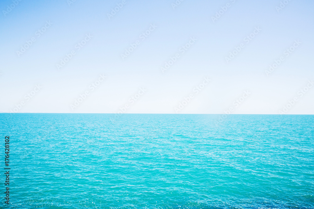 Clear sea surface, clear blue sea in sunny weather, beautiful nature landscape