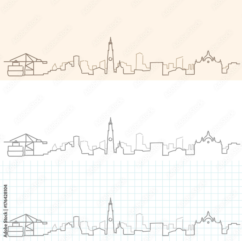 Antwerp Hand Drawn Skyline