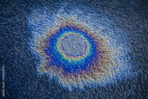 Oil leak on wet street