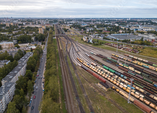 Wagons, docking station, railway.
