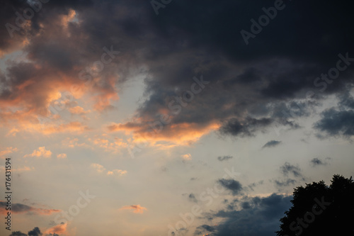 Beautiful sunset sky with bright transitions in color