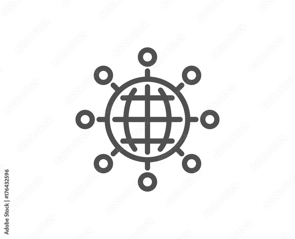 Business networking line icon. International work.
